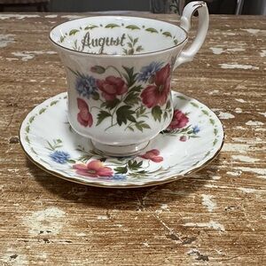 Vintage 1970 Royal Albert Bone China “Poppy” Cup & Saucer | August